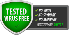 Probado libre de virus: sin virus, sin spyware, sin malware. Certificado por Soft32 